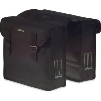 Basil Dubbele fietstas - 26L - Zwart - Waterafstotend - Reflecterende strepen