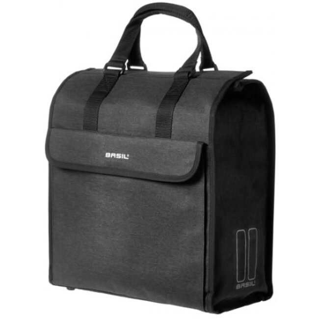 Basil Shoppertas 17L - Zwart - Weerbestendig - Reflecterend - Voor Fiets en E-bike