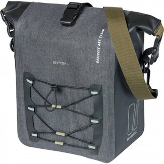 Basil Enkele fietstas - waterdicht - roltopsluiting - reflecterend - 12-15L - zwart