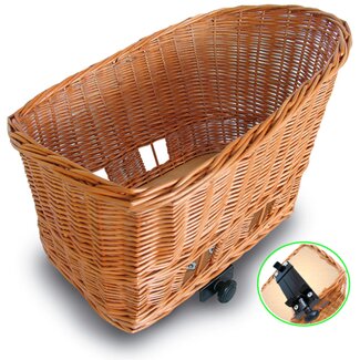 Basil Hondenfietsmand - Riet - 50 cm - Naturel - Inclusief kussentje - Voor bagagedrager