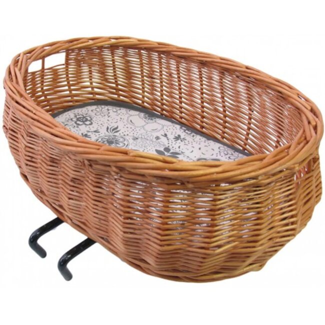 Basil Hondenfietsmand - Riet - Ovaal - Afneembaar - Bruin - 32x34x19 cm