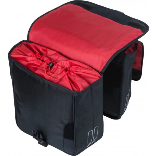 Basil Dubbele fietstas 32L - Waterafstotend - Zwart - Reflecterend - Geschikt voor E-bike