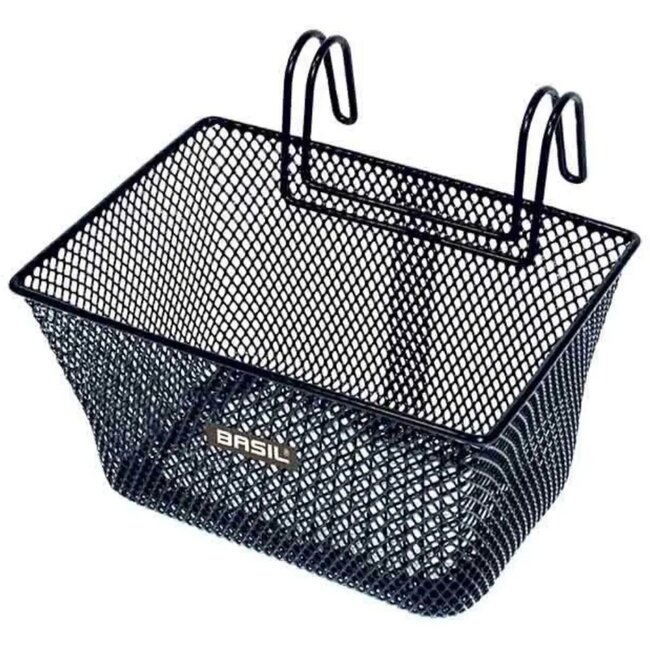 Basil Kinderfietsmand - Fijnmazig Staal - Afneembaar - Zwart - 12x19x13 cm