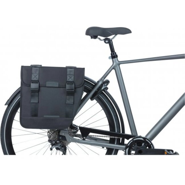 Basil Dubbele fietstas - 28L - waterafstotend - reflecterend - zwart