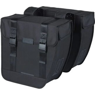 Basil Dubbele fietstas - waterafstotend - 35L - zwart - reflecterend - unisex