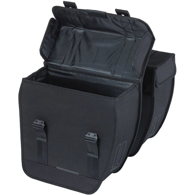 Basil Dubbele fietstas - waterafstotend - 35L - zwart - reflecterend - unisex