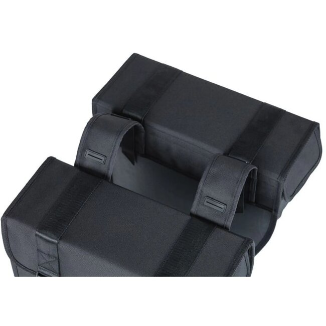 Basil Dubbele fietstas - waterafstotend - 35L - zwart - reflecterend - unisex