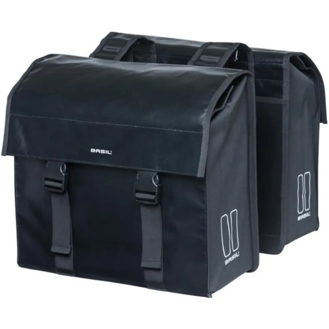 Basil Dubbele fietstas - Waterafstotend - Reflecterend - 48-53L - Zwart