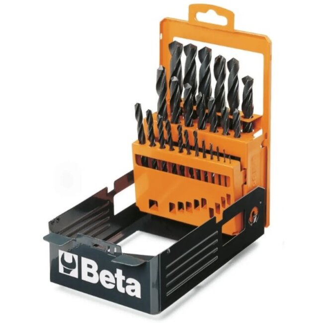 Beta 19-delige spiraalborenset - metaalbewerking - HSS - 1-10 mm - in kist