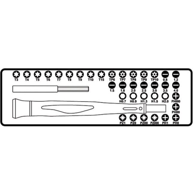 Beta Micro schroevendraaierset - 36-delig - Magnetische bithouder - Torx en Phillips bits - Compact en draagbaar