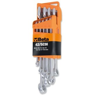 Beta 9-delige ring-steeksleutelset - Maat 8 t/m 19 - Inclusief houder - Geschikt voor krappe ruimtes