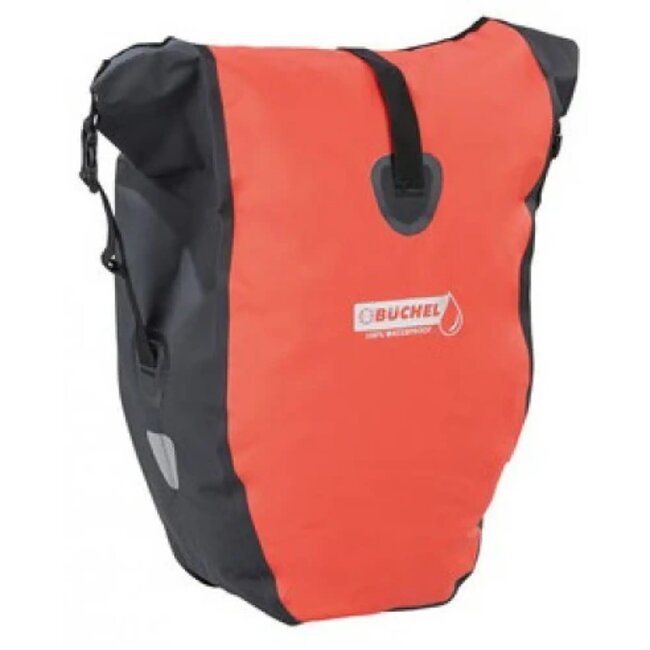 Büchel Enkele fietstas - Waterdicht - 25,4L - Rood/Zwart - Met beugelsysteem