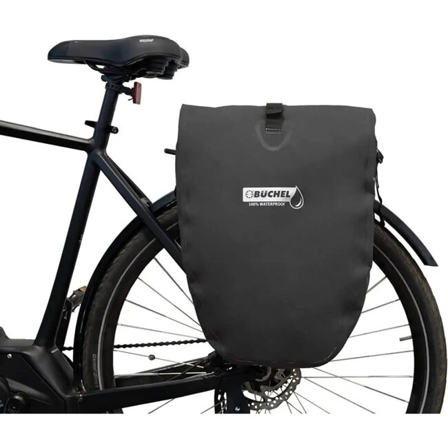 Büchel Enkele fietstas - 25,4L - Waterdicht - Zwart - Met haaksysteem - Duurzaam ontwerp