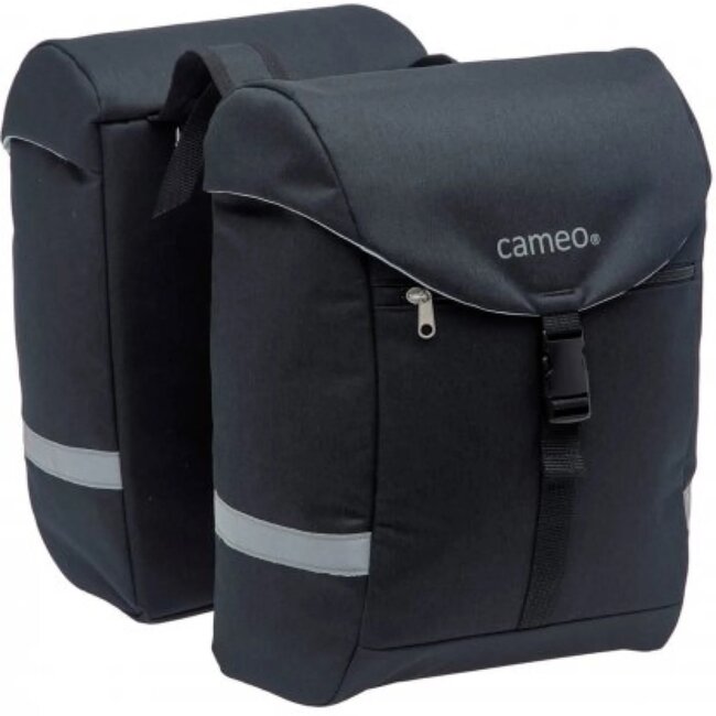 Cameo Dubbele fietstas - Sportief - Waterafstotend - Reflecterend - 28L - Zwart
