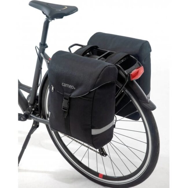 Cameo Dubbele fietstas - Sportief - Waterafstotend - Reflecterend - 28L - Zwart