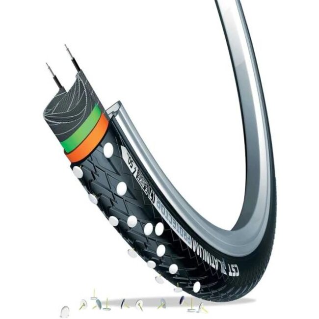 CST Anti-lek fietsband - 26x1.75 - Reflecterend zwart - Geschikt voor e-bikes - Duurzaam en lichtgewicht