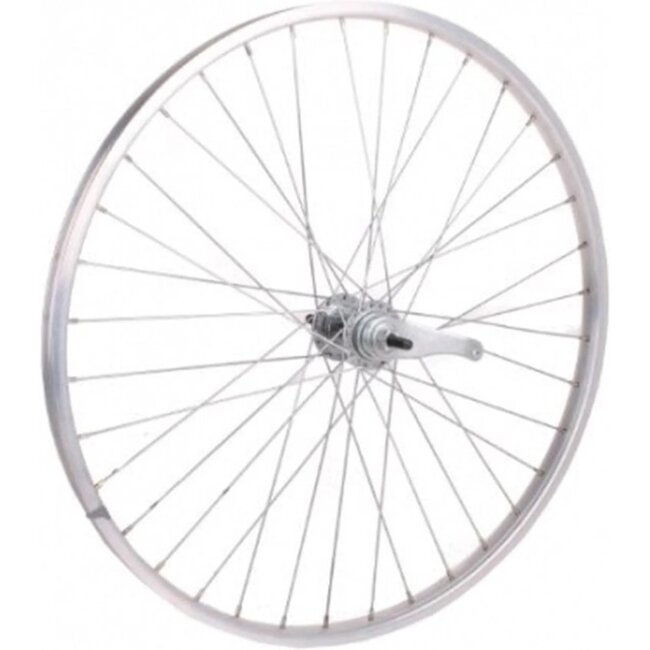Falkx Achterwiel 26x1 3/8 - Aluminium velg - KT remnaaf - Zilver - Voor stadsfietsen