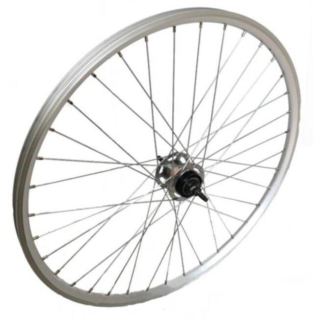 Falkx Achterwiel 28 inch - Nexus 3-speed - Zilveren hoge velg - Voor rollerbrakes - Aluminium