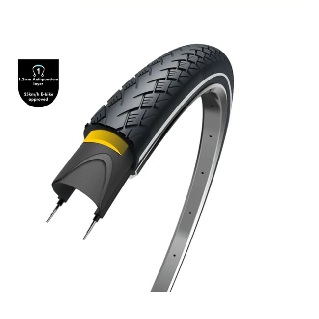 WOLFF Buitenband 26x1.75 - Zwart met reflectie - 1.2mm anti-leklaag - ETRTO 47-559