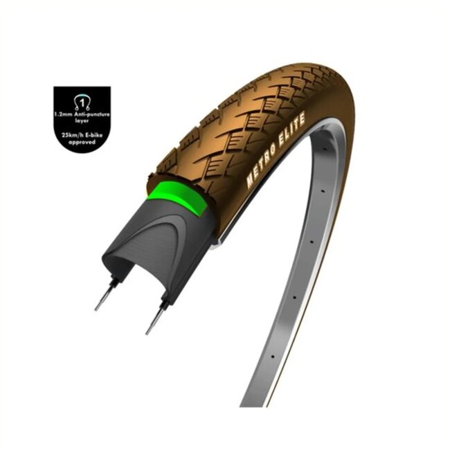 WOLFF Fietsband - Bruin met reflectie - 1mm anti-leklaag - 28x1.75 - ETRTO 47-622