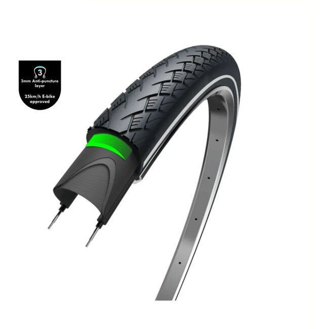 WOLFF Buitenband - 28x1 5/8 - Reflectie - 3mm Anti-leklaag - Zwart