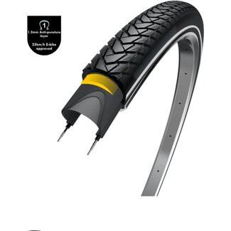 WOLFF Fietsband met anti-lek laag en reflectie - 28x1 5/8 - Zwart