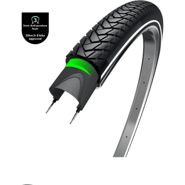 WOLFF Buitenband 28x1.50 - Zwart met reflectie - 3mm anti-leklaag - ETRTO 40-622