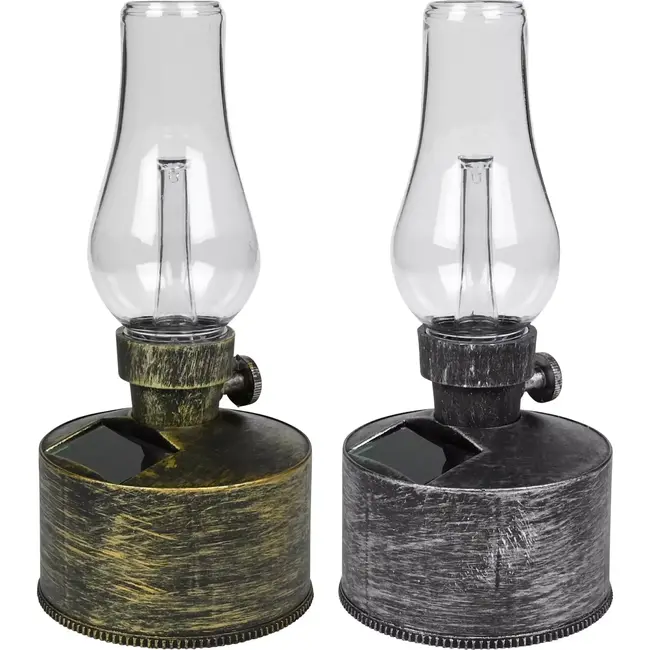 Benson Solar LED olielamp - flame effect - goud en zilver - 21 cm - IP44
