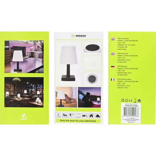 Benson Solar tafellamp - LED - 23 cm - IP44 - Sfeervol licht
