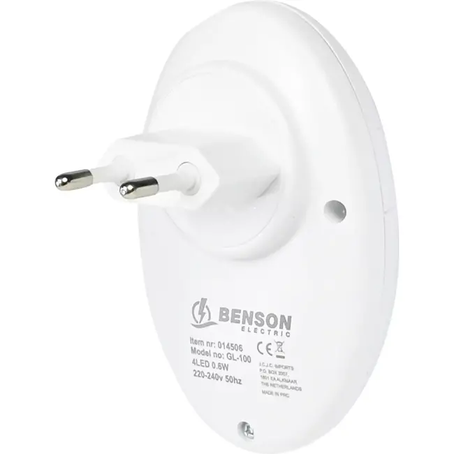 Benson LED nachtlamp met sensor - 4 LED's - 20 lumen - 6500K - 80x80x35 mm