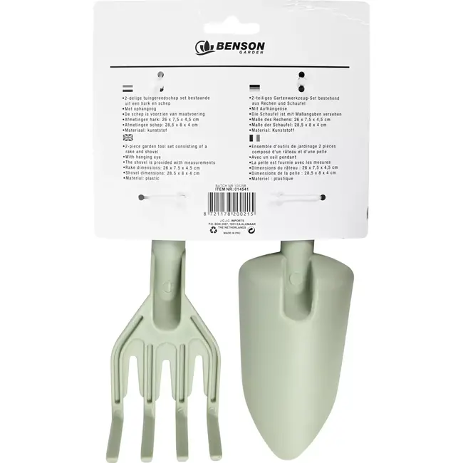 Benson Tuingereedschap set - 2-delig - kunststof - groen - met ophangmogelijkheid
