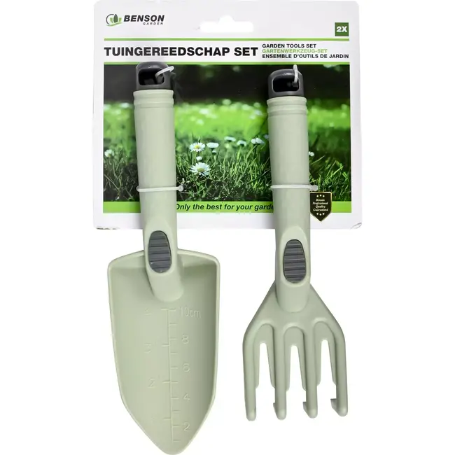 Benson Tuingereedschap set - 2-delig - kunststof - groen - met ophangmogelijkheid