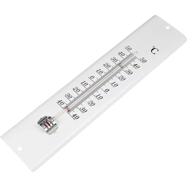 Benson Witte metalen thermometer - 30 cm - Celsius & Fahrenheit - Voor binnen en buiten - Inclusief ophangoog