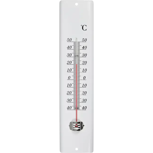 Benson Witte metalen thermometer - 30 cm - Celsius & Fahrenheit - Voor binnen en buiten - Inclusief ophangoog
