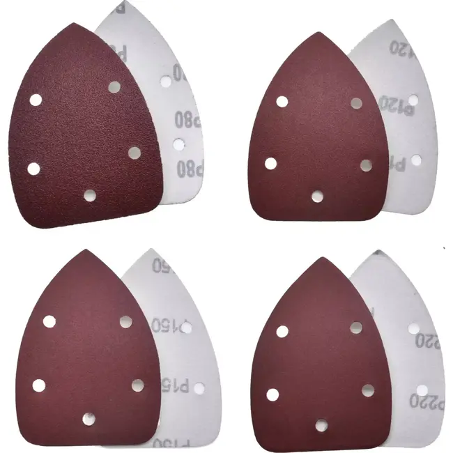 Benson Driehoekige schuurschijven set - 140 x 95 mm - 12 stuks - Velcro bevestiging - Geschikt voor houtbewerking