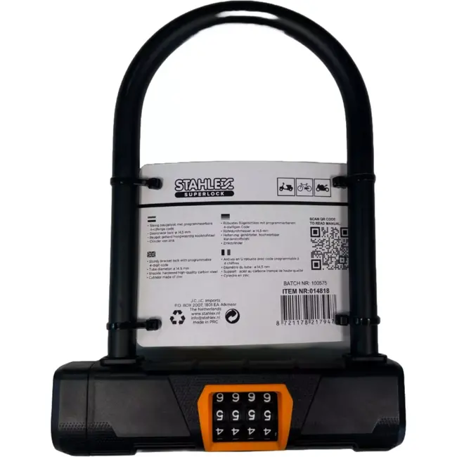 Benson Beugelslot met 4-cijferige code - Gehard koolstofstaal - 175 x 250 mm