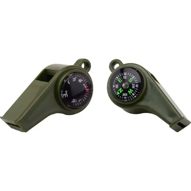 Benson Fluitje met kompas en thermometer - 3-in-1 multifunctioneel - ABS plastic - met koord - ideaal voor outdoor avonturen