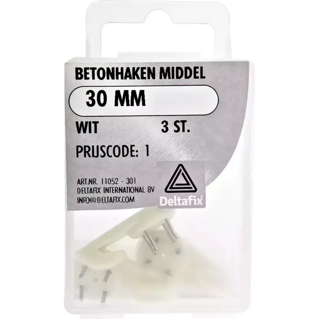Deltafix Witte betonhaakjes - 30 mm - 3 stuks - stevige bevestiging voor beton