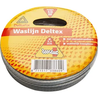 Deltafix Knoopbare waslijn met metalen kern - 10 meter - 3.5 mm - Transparant