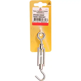 Deltafix Spanschroef 80 x 10 mm - Haak-oog ontwerp - Gegalvaniseerd - Licht gebruik