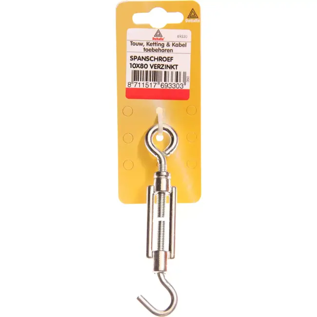 Deltafix Spanschroef 80 x 10 mm - Haak-oog ontwerp - Gegalvaniseerd - Licht gebruik