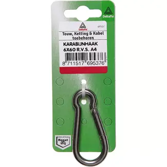 Deltafix Karabijnhaak - RVS A4 - 60 x 6 mm - Corrosiebestendig - 500 kg draagkracht