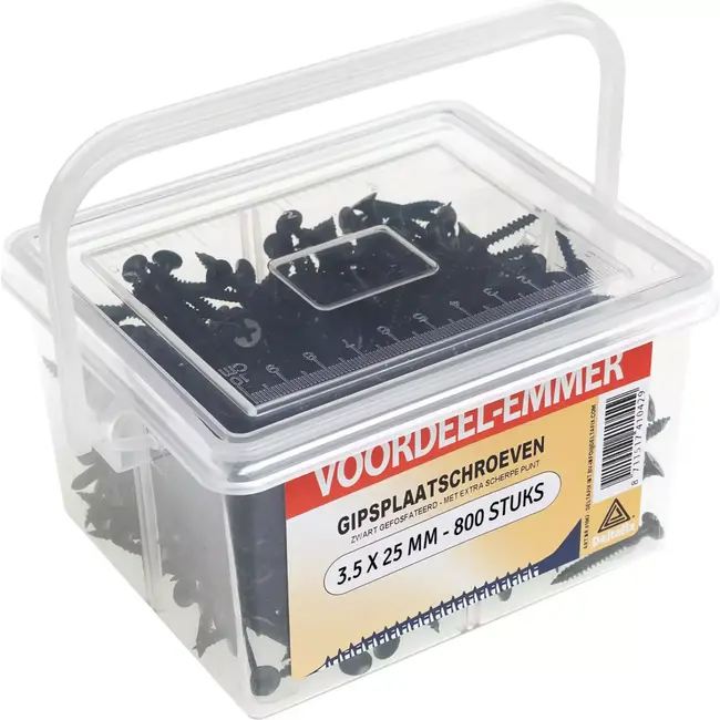 Deltafix Gipsplaatschroeven - 3.5 x 25 mm - Trompetkop - Roestbestendig - Zwart - 800 stuks