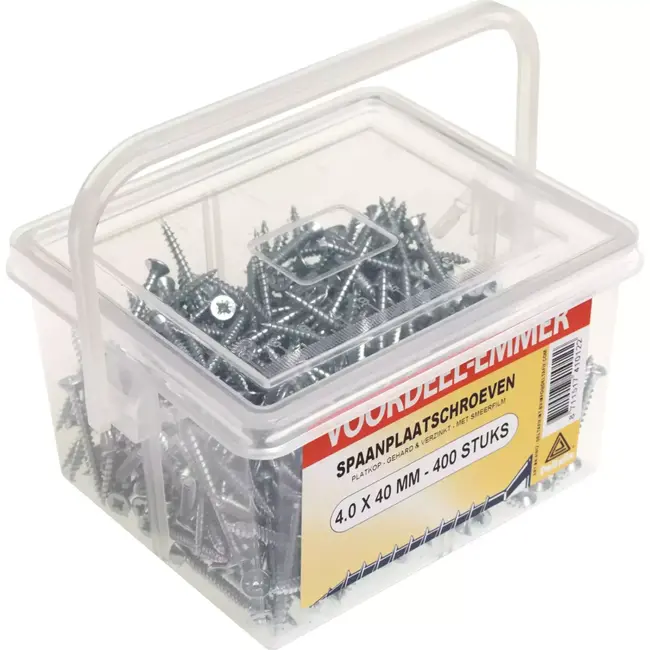 Deltafix Spaanplaatschroeven - 4.0 x 40 mm - Verzinkt - Deeldraad - 400 stuks