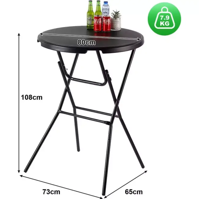 Benson Set van 2 weerbestendige statafels - krasbestendig - zwart - 80x110 cm