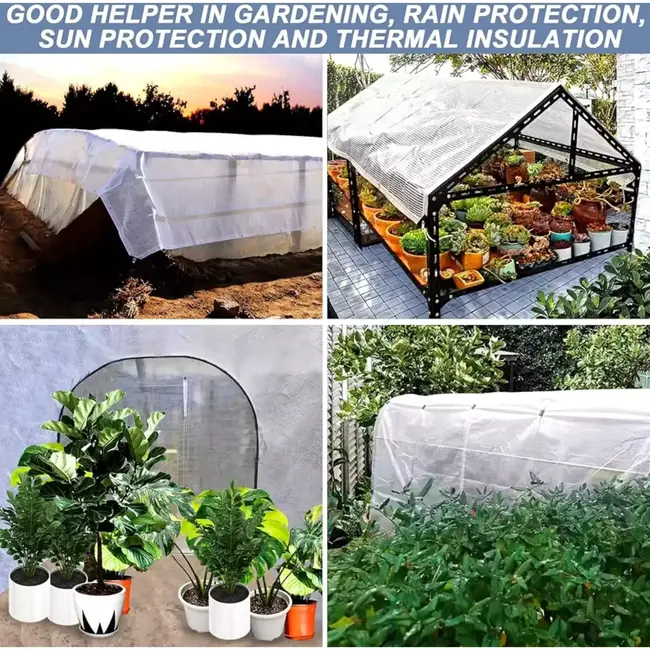 Benson Transparant dekzeil 6x8 m - Leno mesh - Weerbestendig - Inclusief spanrubbers