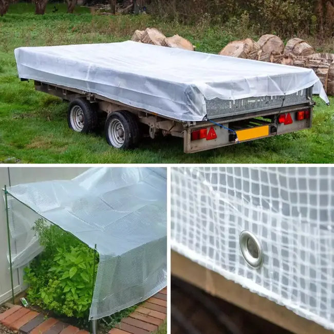 Benson Transparant dekzeil 3x4 m - Leno mesh - Weerbestendig - PE 160GSM