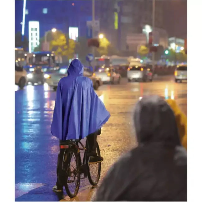 Benson Duurzame regenponcho met capuchon en drukknopen - donkerblauw - 102x127 cm