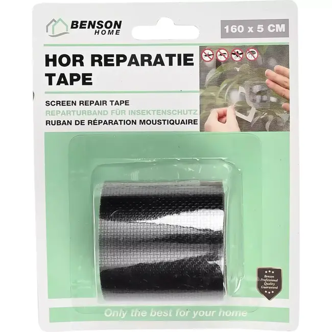 Benson Zelfklevende hor reparatietape - 160x5 cm - zwart - voor snelle en eenvoudige reparaties