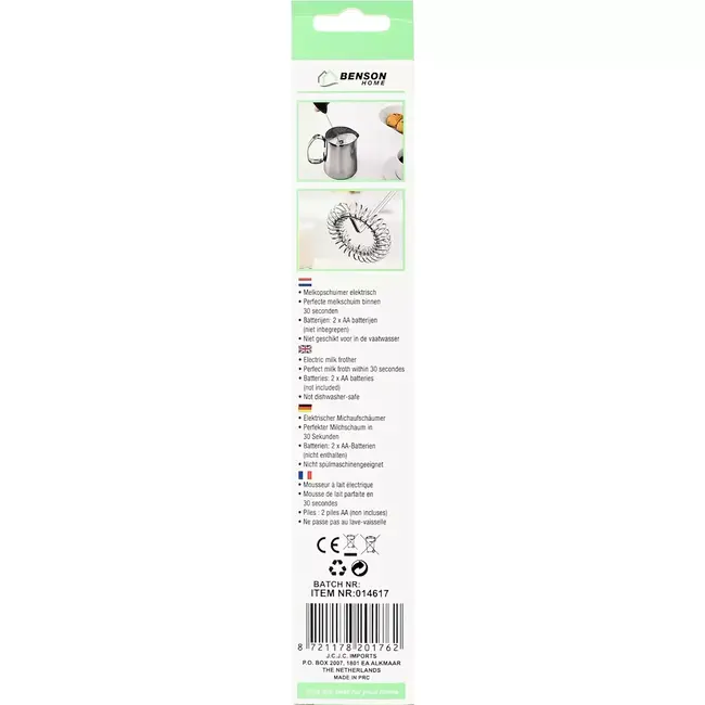 Benson Elektrische melkopschuimer - snel schuim - 1 liter capaciteit - handmatige reiniging
